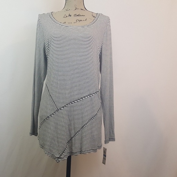 INC International Concepts Tops - INC Striped Asymmetrical Hem Shirt Sz XL